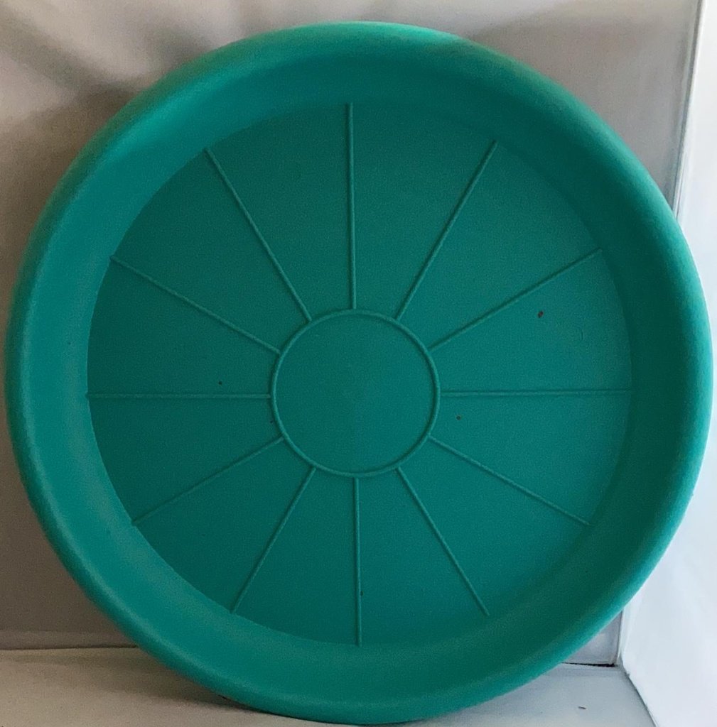 Plato Para Macetero Redondo P15 de Color Verde Oscuro