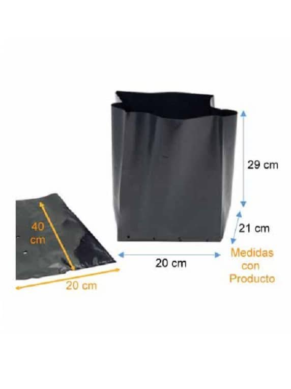 Bolsa Plástica para Almácigo y Plantas de 40x40 - 100 Unidades