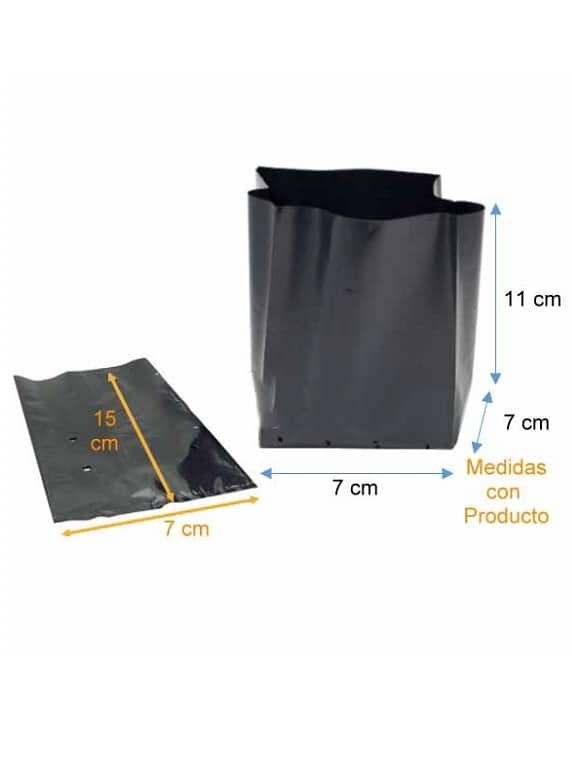Bolsa Plástica para Almácigo y Plantas de 15x15 - 100 unidades