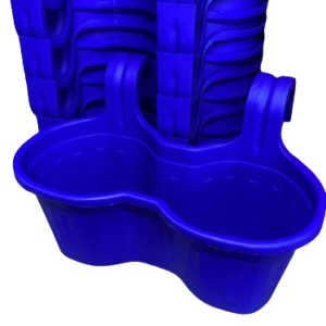 Jardinera de Balcón Doble Triple Azul