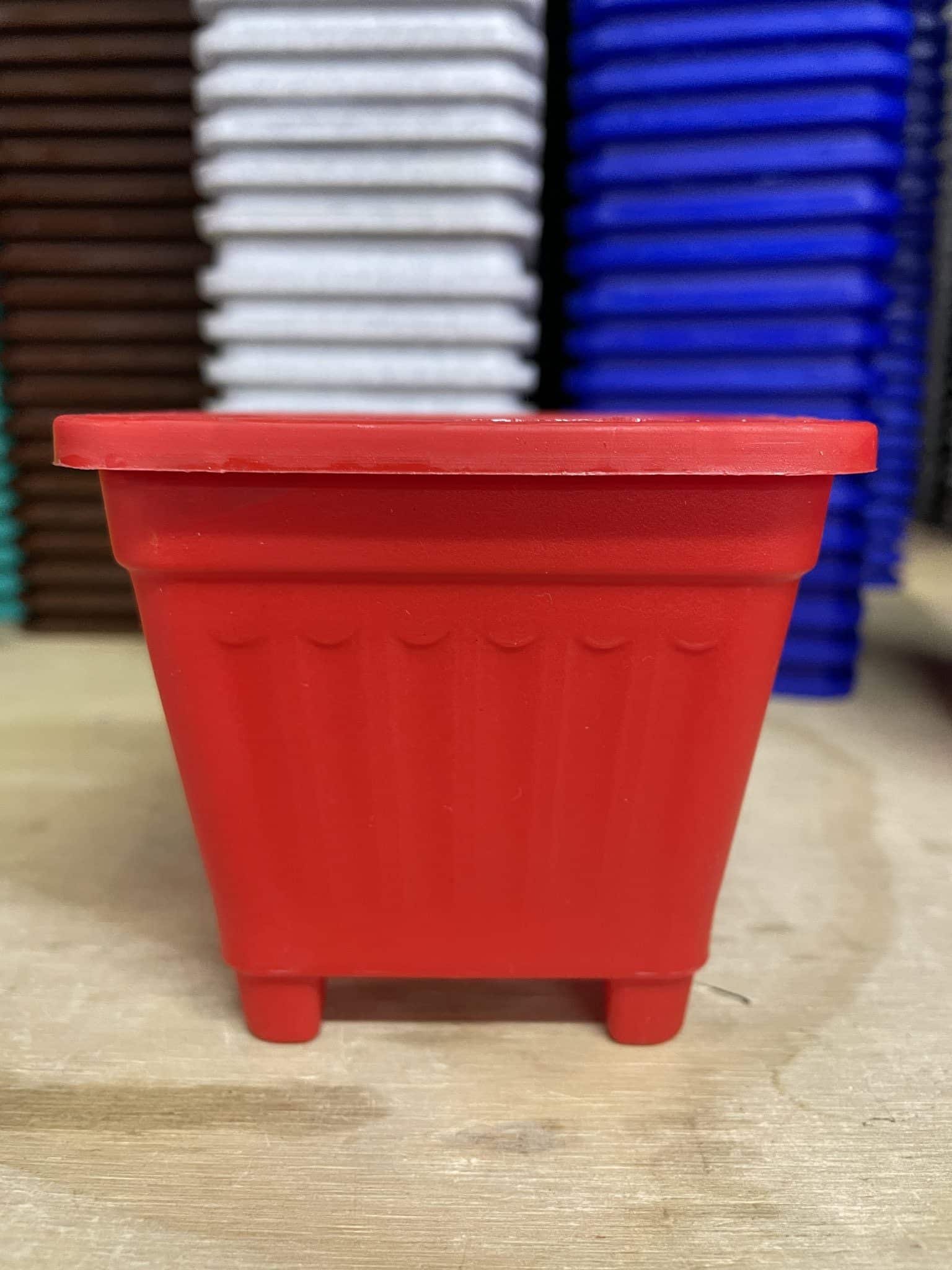 Macetero Cuadrado Rojo 40 Cm - Imagen 3