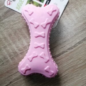 Hueso Para Mascotas de Goma Grueso Rosado