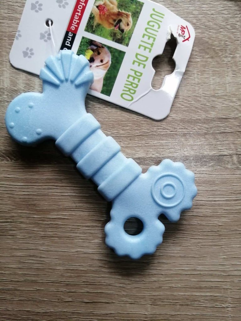 Hueso Para Mascotas De Goma Delgado Celeste