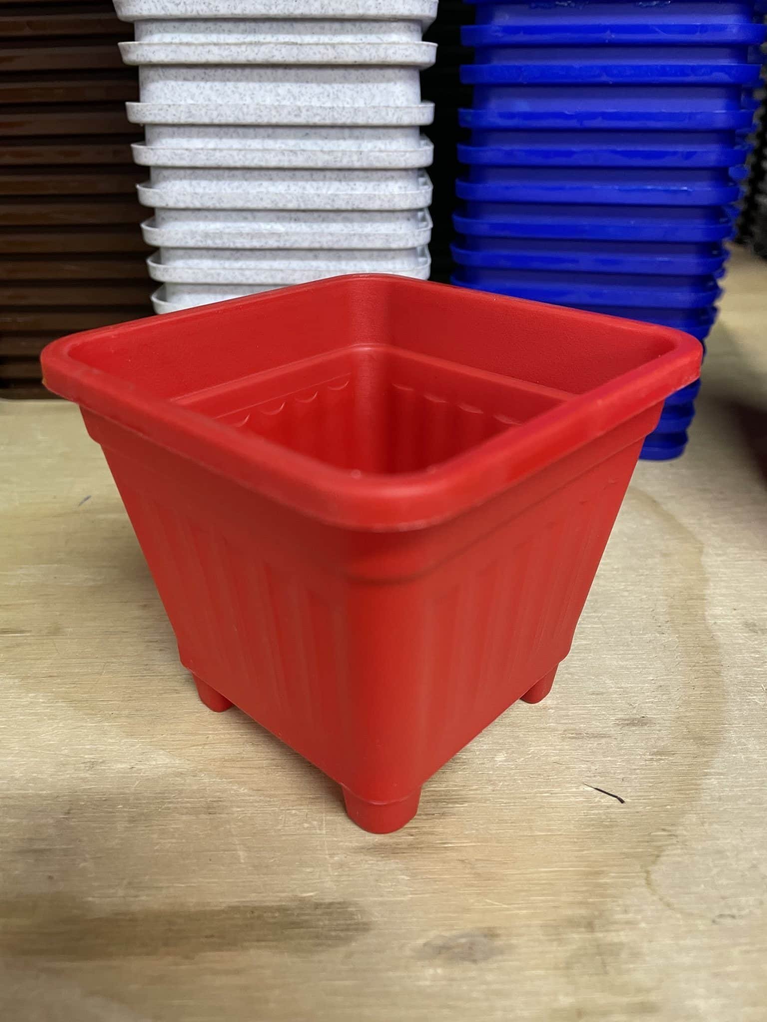 Macetero Cuadrado Rojo 40 Cm - Imagen 4