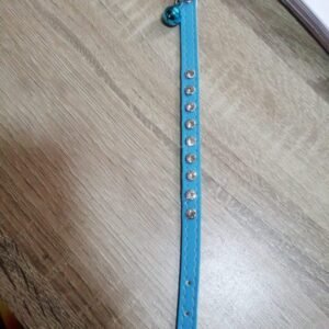 Collar Para Mascotas Para Gatos Cuerina Celeste