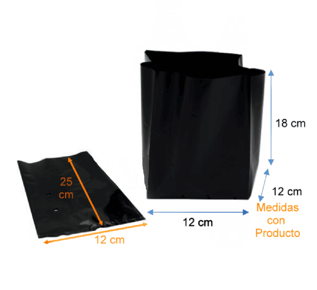 Bolsa Plástica para Almácigo y Plantas de 25x25 - 100 Unidades