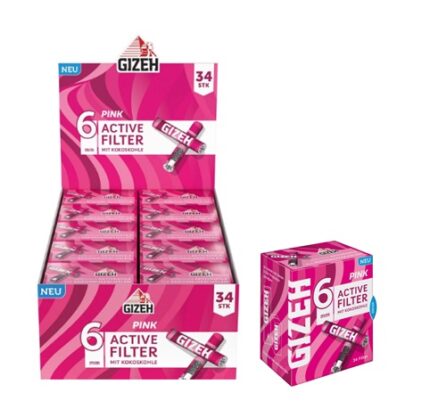 Active Filter Gizeh PINK 6 mm 10 unid. de 34 filtros c/u. Filtros de Carbón Activo con capas cerámicas