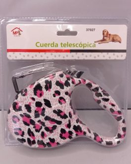 Correa Retráctil De Perro – Cuerda Telescópica Animal Print Rosado