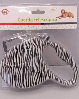 Correa Retráctil De Perro – Cuerda Telescópica Animal Print Negro